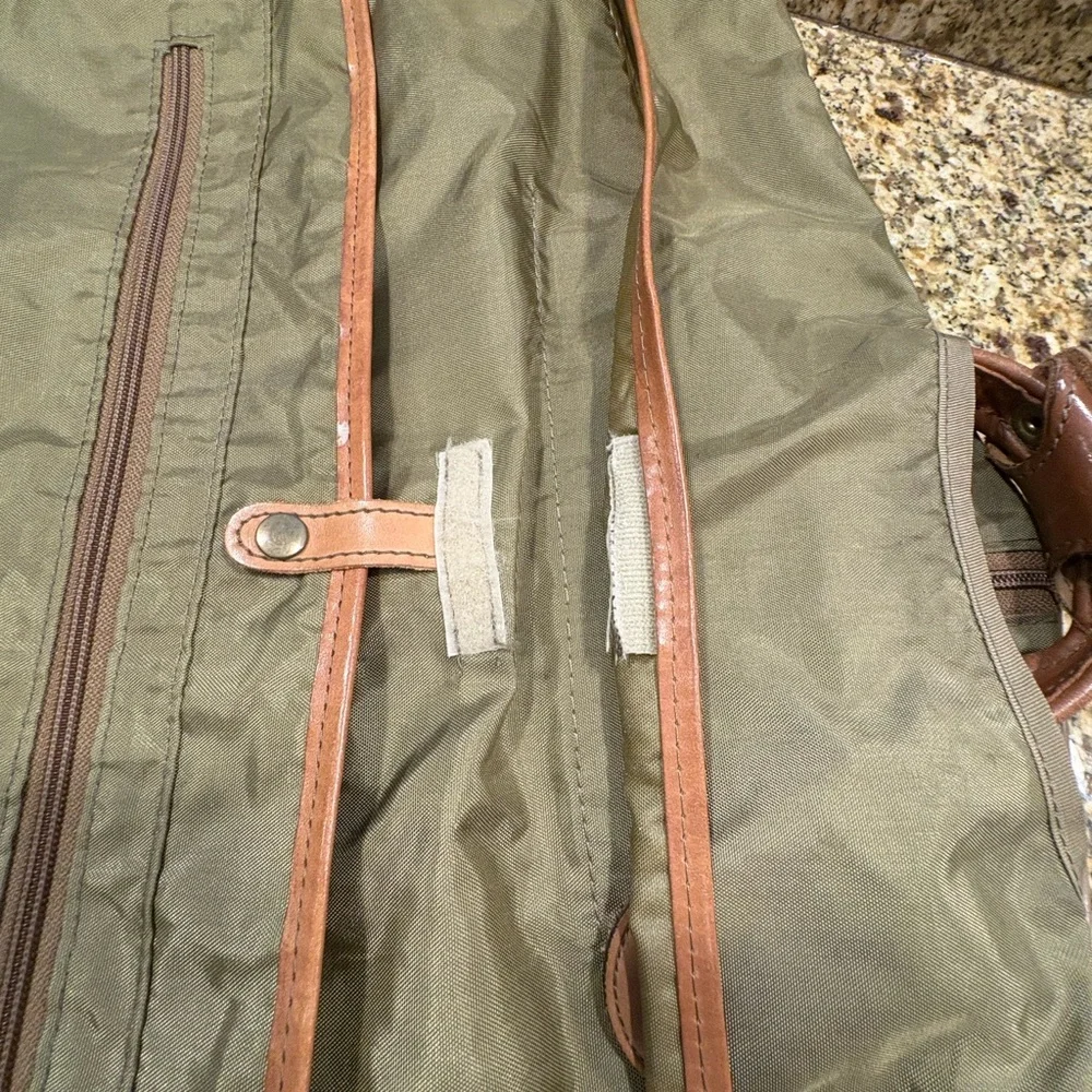 Vintage Hartman Brown Nylon Light Weight Garment Suit Bag Carry On Leather Trim